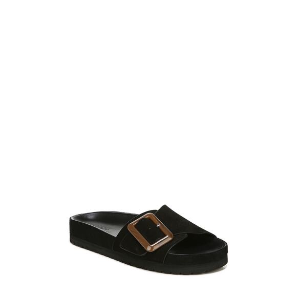 Vince 'Grant' Black Leather Slide Sandal Size 7.5 - Picture 1 of 6